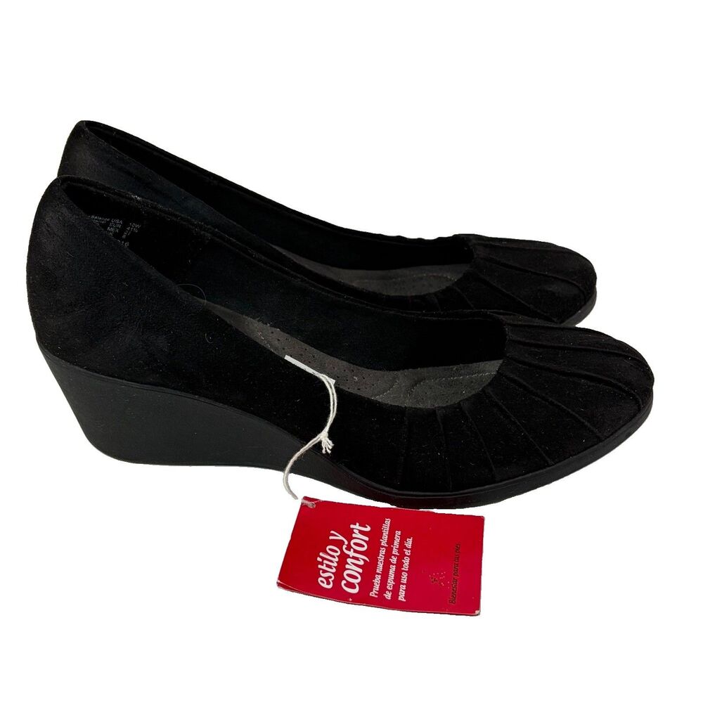 Dexflex Wedge Heel Faux Suede Black Women’s size 10W